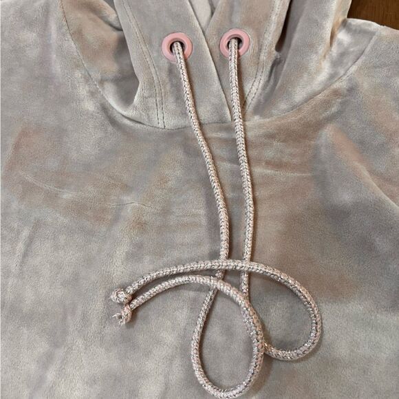 Blush Pink Velour Hoodie Dress Soft Cozy Lounge Oversized Fit Size S - Picture 7 of 8